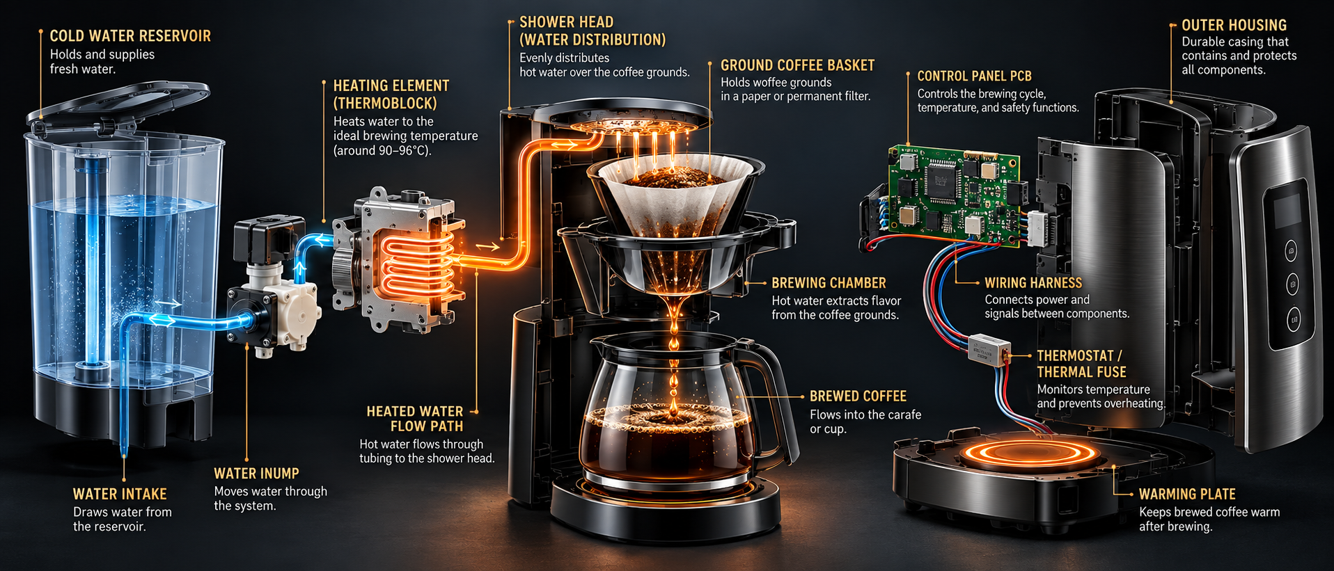 How a coffee maker works - engineering mechanism